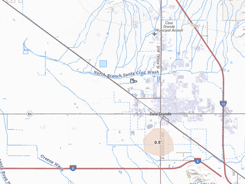 Radar-estimated hail-size map of the storm over Casa Grande, AZ on Aug 30, 2026