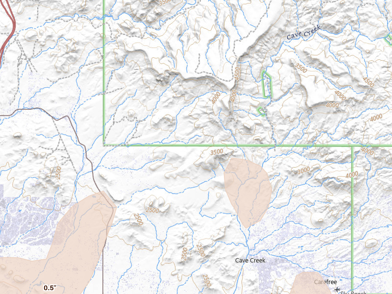 Radar-estimated hail-size map of the storm over Cave Creek, AZ on Aug 30, 2026