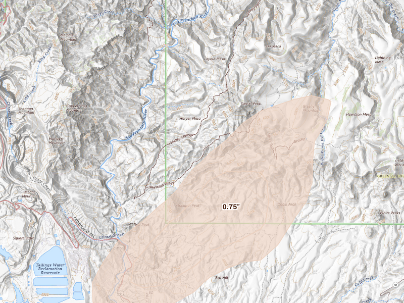 Radar-estimated hail-size map of the storm over Clifton, AZ