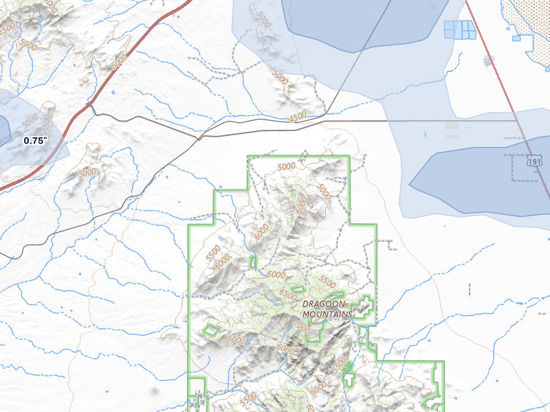 NEXRAD radar-signature map of the hail storm over Cochise, AZ on Jul 12, 2026