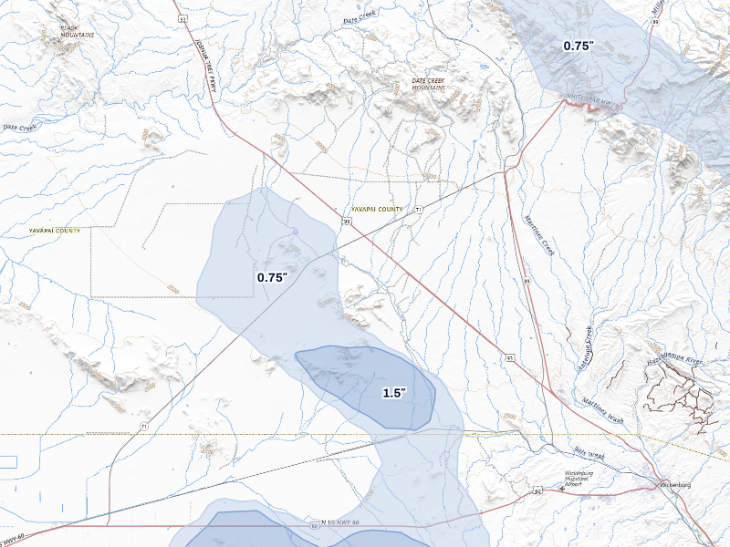 NEXRAD radar-signature map of the hail storm over Congress, AZ on Aug 9, 2026