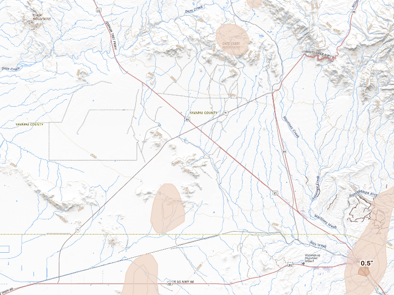 Radar-estimated hail-size map of the storm over Congress, AZ