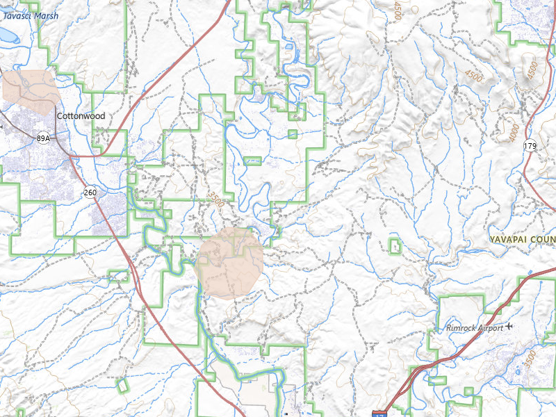 Radar-estimated hail-size map of the storm over Cornville, AZ on Aug 12, 2026