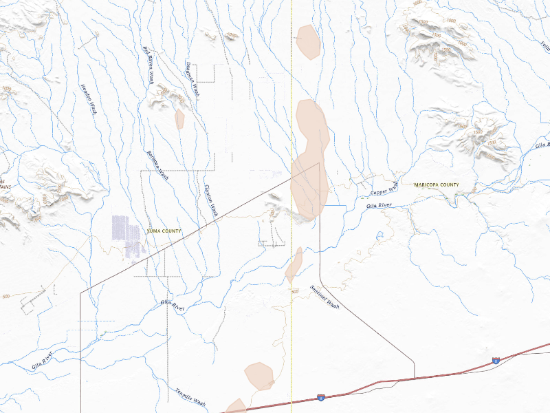 Radar-estimated hail-size map of the storm over Dateland, AZ