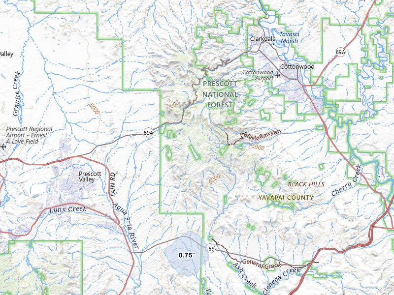 NEXRAD radar-signature map of the hail storm over Dewey, AZ on Aug 5, 2026