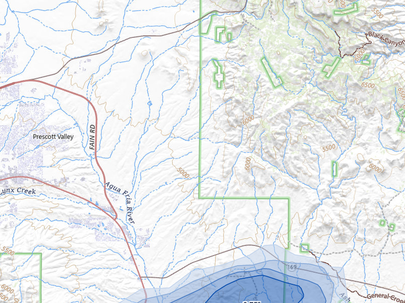 NEXRAD radar-signature map of the hail storm over Dewey, AZ on Aug 8, 2026
