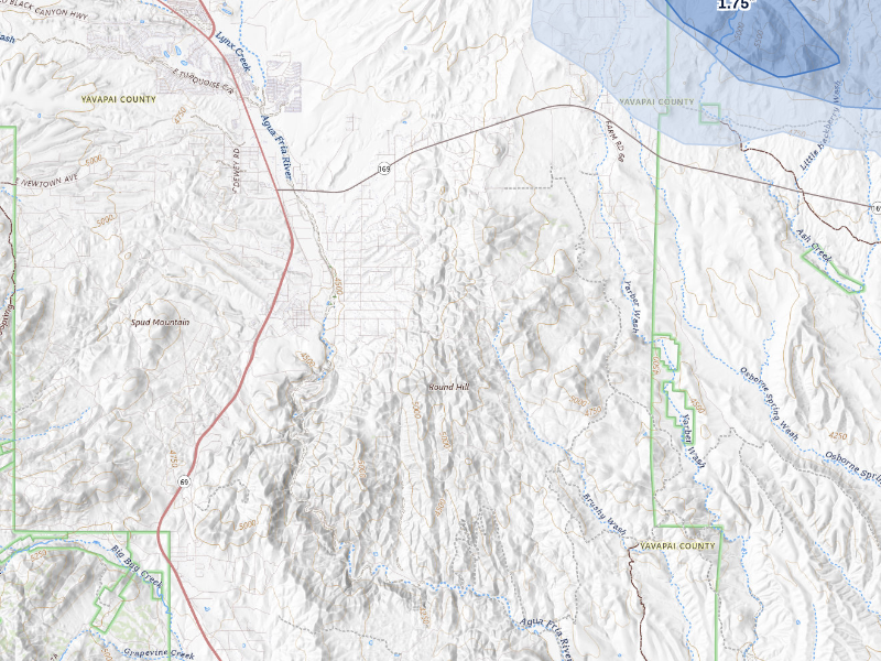 NEXRAD radar-signature map of the hail storm over Dewey, AZ on Sep 11, 2026