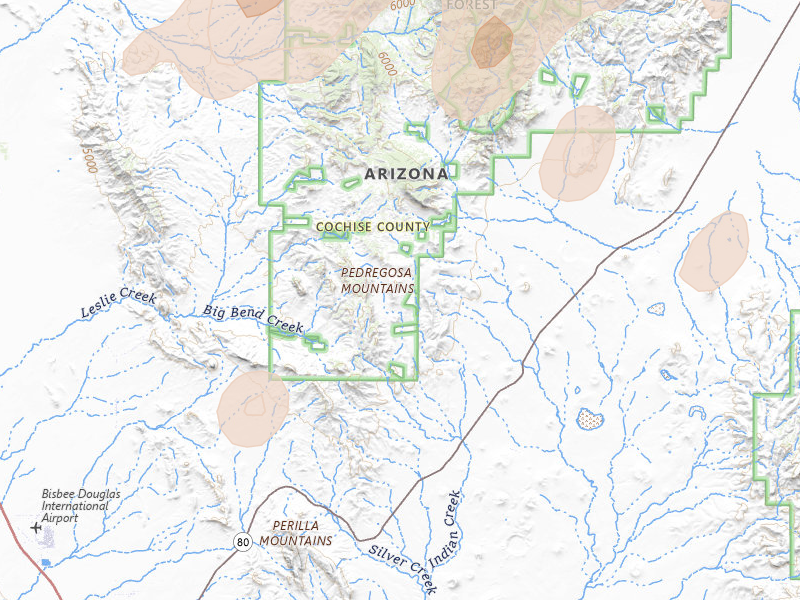 Radar-estimated hail-size map of the storm over Douglas, AZ on Aug 3, 2026