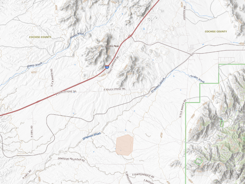 Radar-estimated hail-size map of the storm over Dragoon, AZ