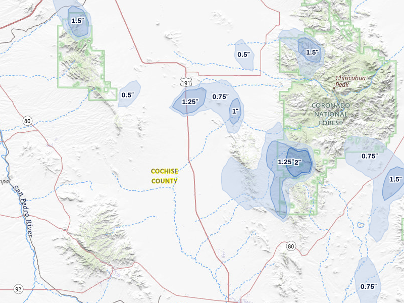 NEXRAD radar-signature map of the hail storm over Elfrida, AZ on Jun 3, 2026