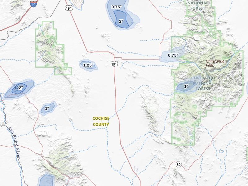NEXRAD radar-signature map of the hail storm over Elfrida, AZ on Aug 3, 2026