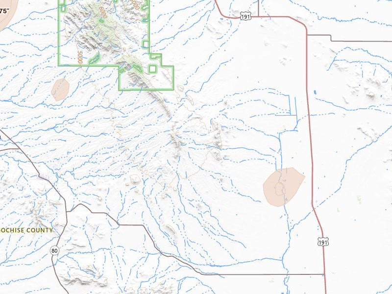 Radar-estimated hail-size map of the storm over Elfrida, AZ on Aug 19, 2026
