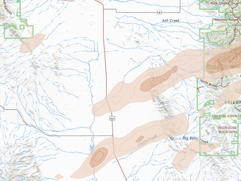 Radar-estimated hail-size map of the storm over Elfrida, AZ