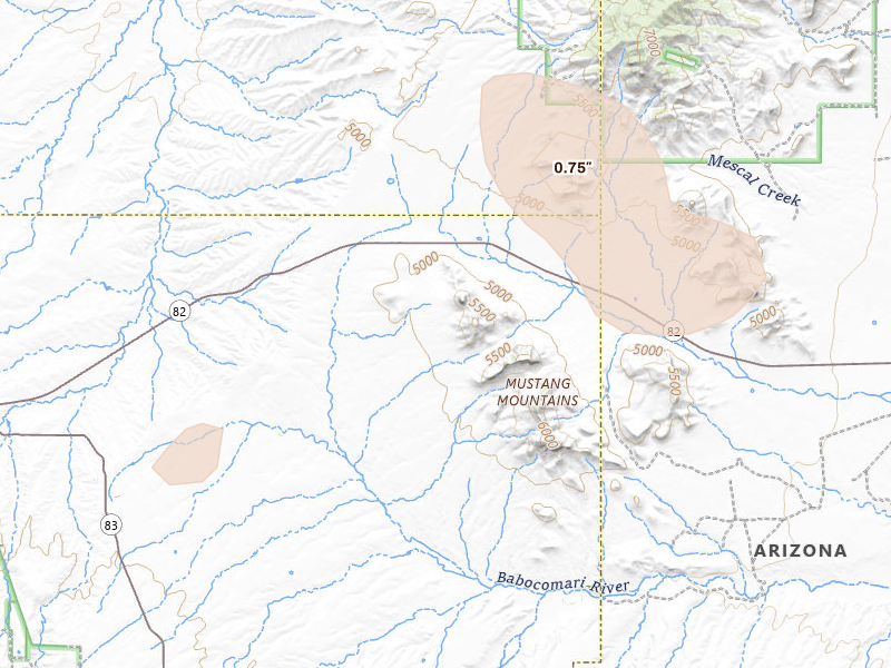 Radar-estimated hail-size map of the storm over Elgin, AZ on Jun 17, 2026