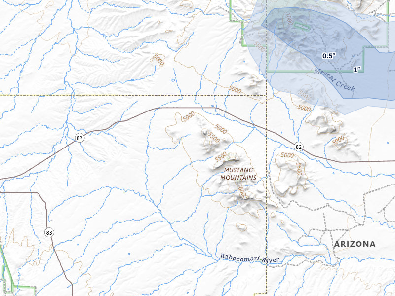 NEXRAD radar-signature map of the hail storm over Elgin, AZ on Jul 11, 2026