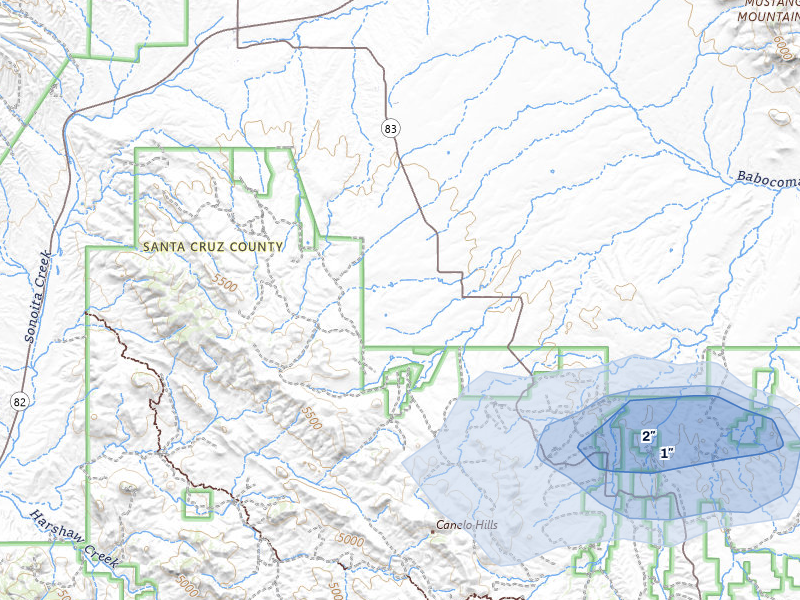 NEXRAD radar-signature map of the hail storm over Elgin, AZ on Aug 3, 2026