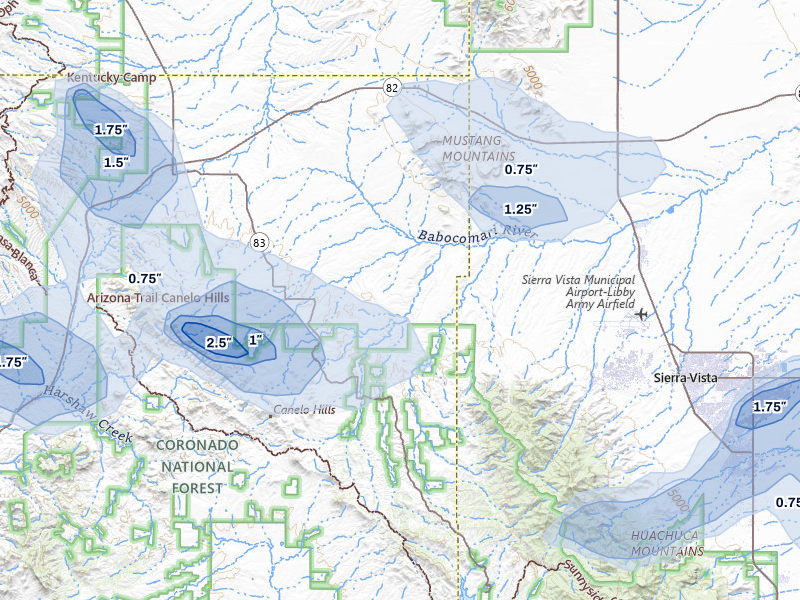 NEXRAD radar-signature map of the hail storm over Elgin, AZ on Aug 5, 2026
