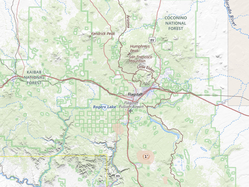 Radar-estimated hail-size map of the storm over Flagstaff, AZ on Jul 19, 2026