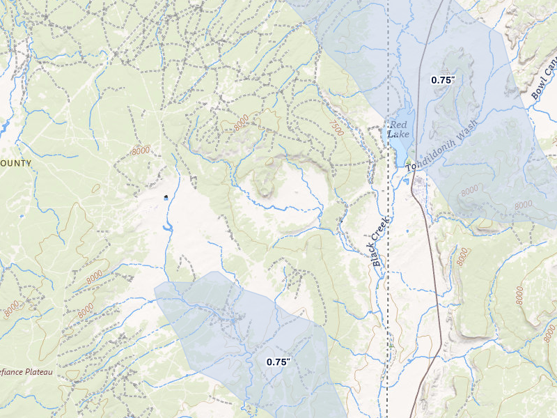 NEXRAD radar-signature map of the hail over Fort Defiance, AZ