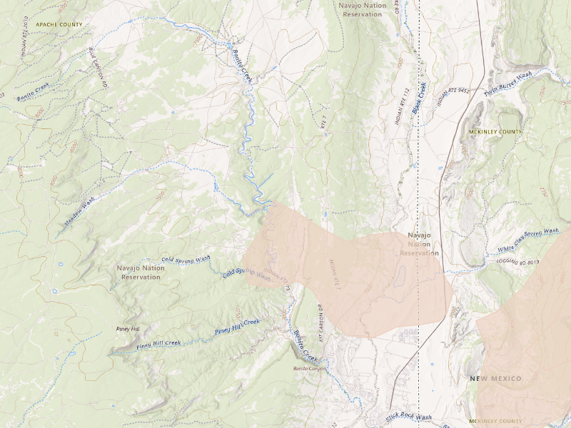 Radar-estimated hail-size map of the storm over Fort Defiance, AZ