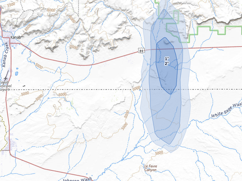 NEXRAD radar-signature map of the hail storm over Fredonia, AZ on Jul 29, 2026
