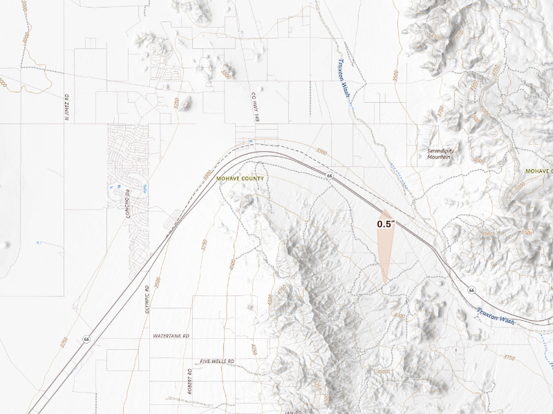 Radar-estimated hail-size map of the storm over Hackberry, AZ
