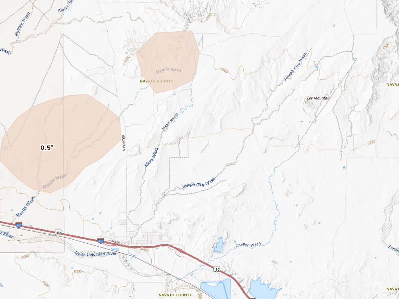 Radar-estimated hail-size map of the storm over Joseph City, AZ