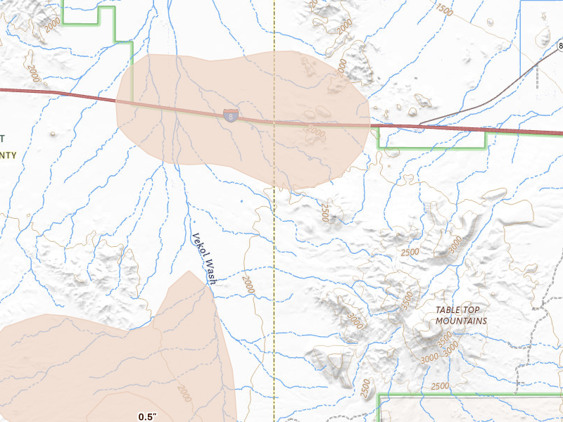Radar-estimated hail-size map of the storm over Maricopa, AZ on Aug 9, 2026