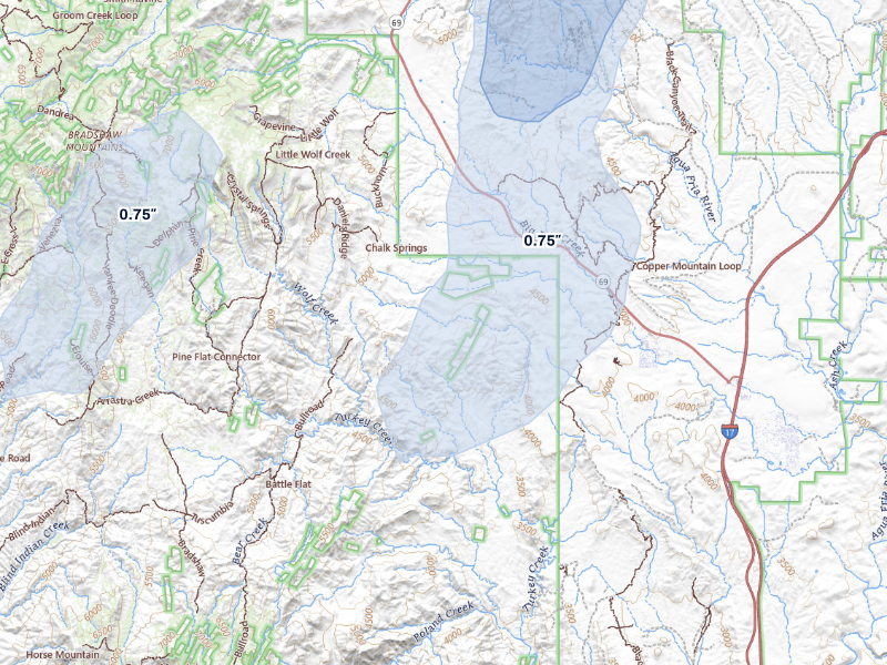 NEXRAD radar-signature map of the hail storm over Mayer, AZ on Aug 29, 2026