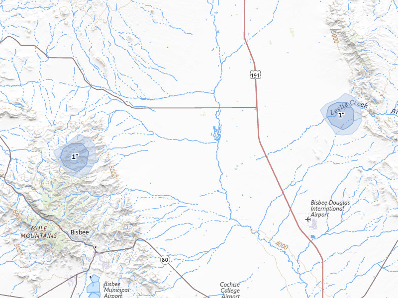 NEXRAD radar-signature map of the hail storm over Mc Neal, AZ on Jul 9, 2026
