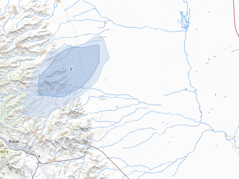 NEXRAD radar-signature map of the hail storm over Mc Neal, AZ on Aug 3, 2026