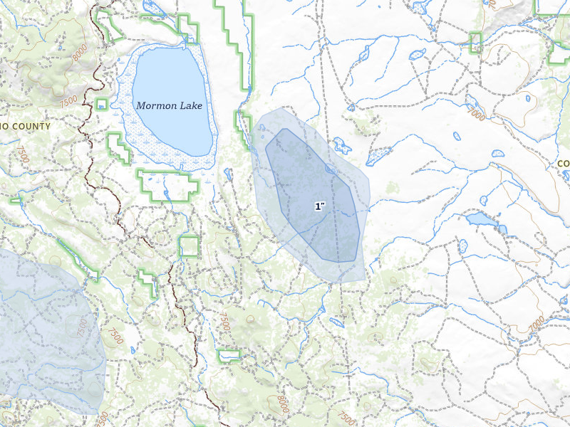 NEXRAD radar-signature map of the hail over Mormon Lake, AZ