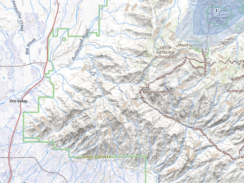NEXRAD radar-signature map of the hail storm over Mount Lemmon, AZ on Aug 7, 2026