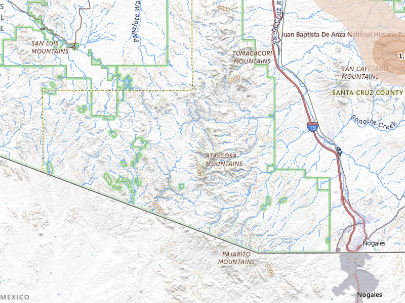 Radar-estimated hail-size map of the storm over Nogales, AZ on Jul 11, 2026