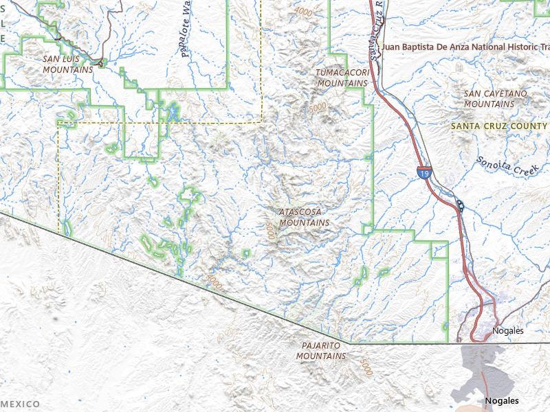 Radar-estimated hail-size map of the storm over Nogales, AZ on Jul 18, 2026