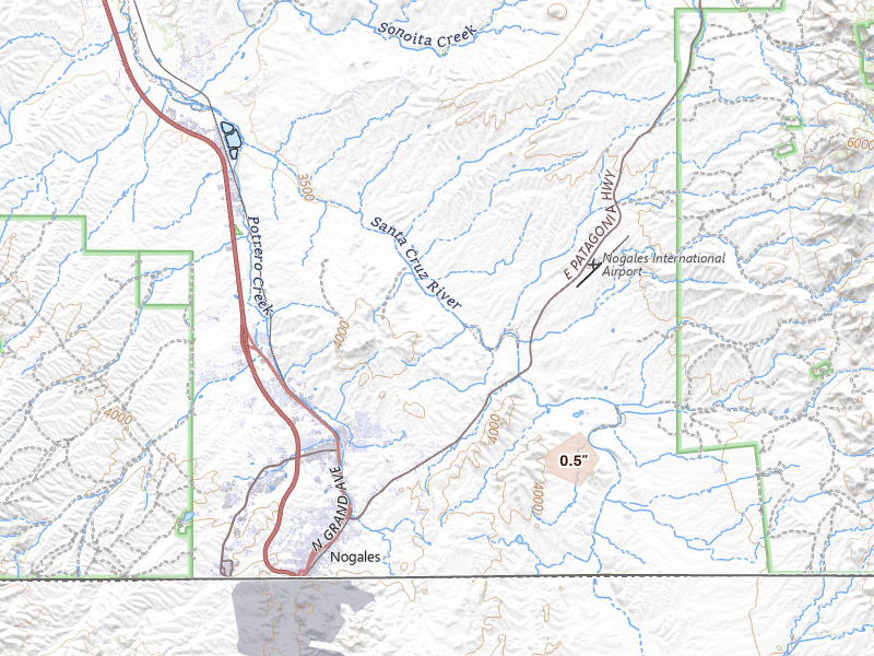 Radar-estimated hail-size map of the storm over Nogales, AZ on Aug 11, 2026