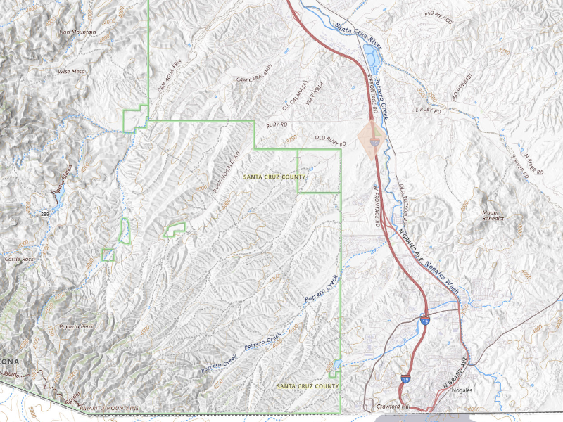 Radar-estimated hail-size map of the storm over Nogales, AZ on Sep 11, 2026
