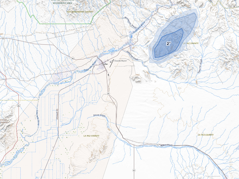 NEXRAD radar-signature map of the hail storm over Parker, AZ on Aug 12, 2026