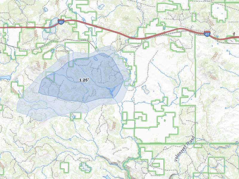 NEXRAD radar-signature map of the hail storm over Parks, AZ on Jul 12, 2026