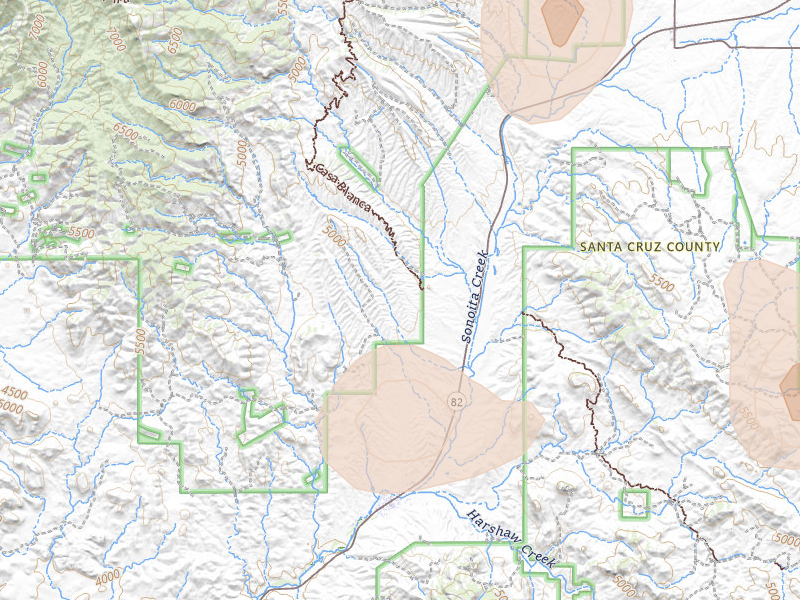 Radar-estimated hail-size map of the storm over Patagonia, AZ on Aug 5, 2026