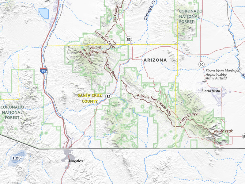 NEXRAD radar-signature map of the hail storm over Patagonia, AZ on Aug 9, 2026