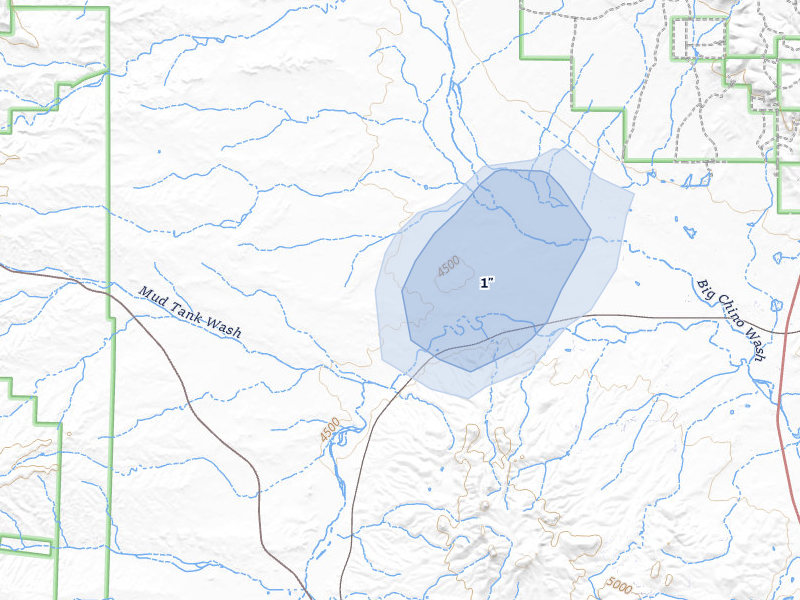 NEXRAD radar-signature map of the hail storm over Paulden, AZ on Jul 23, 2026