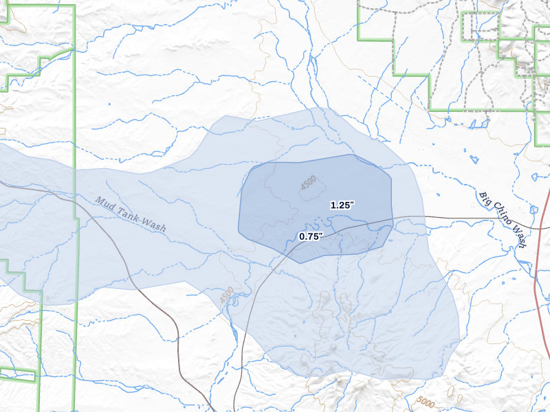 NEXRAD radar-signature map of the hail storm over Paulden, AZ on Aug 20, 2026