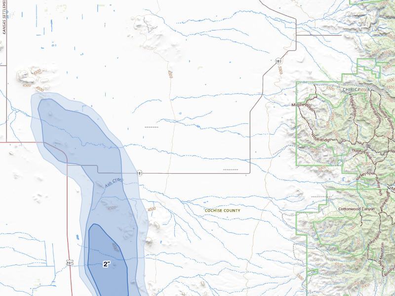 NEXRAD radar-signature map of the hail storm over Pearce, AZ on Aug 11, 2026