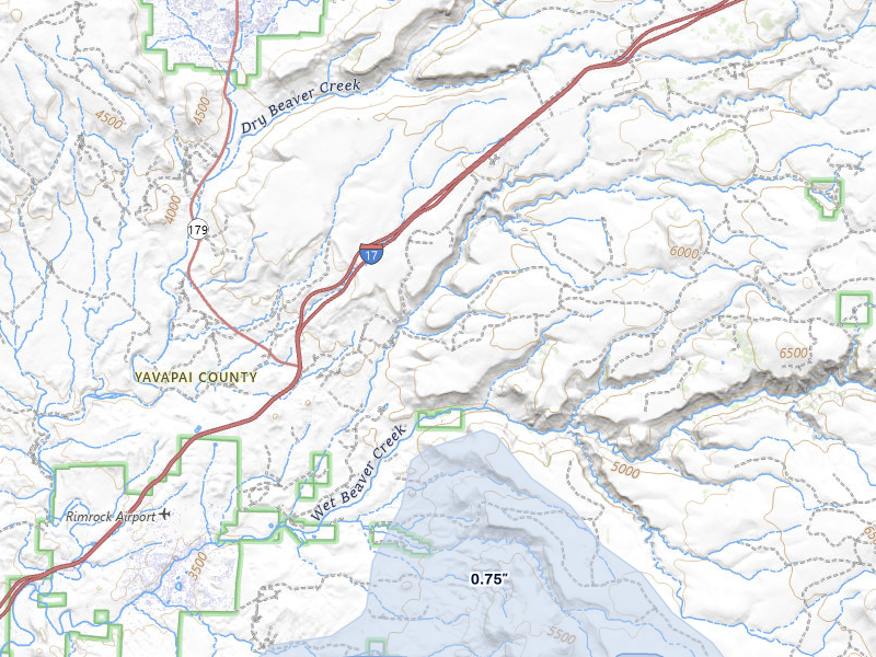 NEXRAD radar-signature map of the hail storm over Rimrock, AZ on Aug 5, 2026