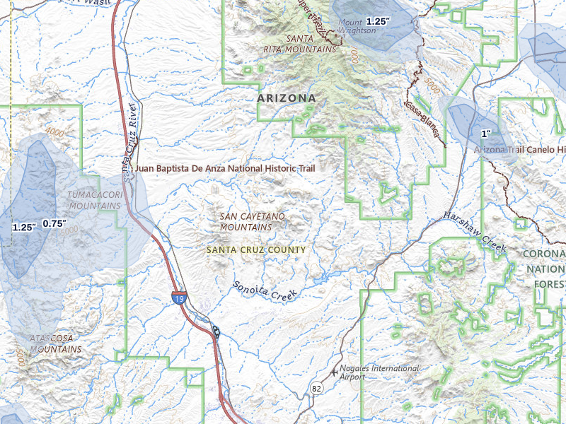 NEXRAD radar-signature map of the hail storm over Rio Rico, AZ on Aug 29, 2026