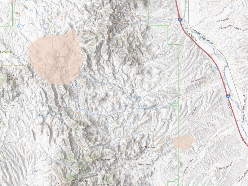 Radar-estimated hail-size map of the storm over Rio Rico, AZ