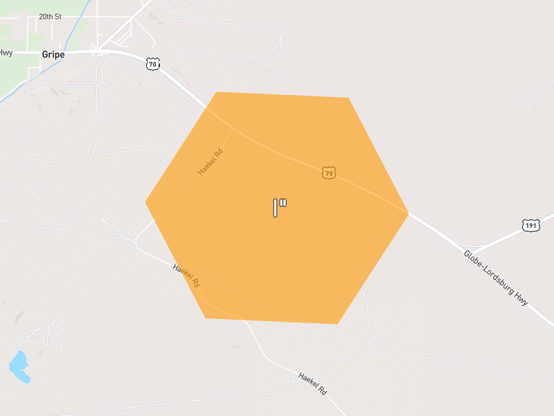 Hail map of Safford, AZ on Jun 3, 2026, hail up to 1"