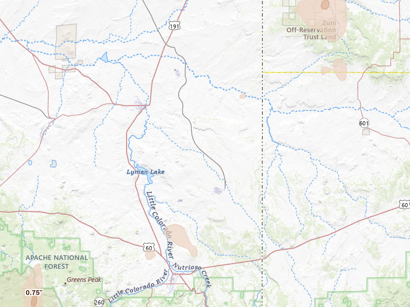 Radar-estimated hail-size map of the storm over Saint Johns, AZ on Jul 28, 2026