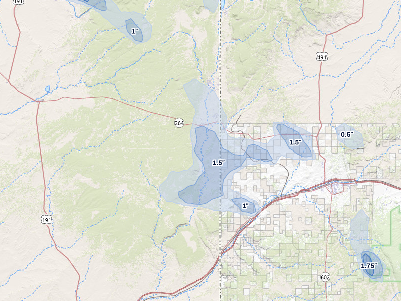 NEXRAD radar-signature map of the hail storm over Saint Michaels, AZ on Jul 28, 2026